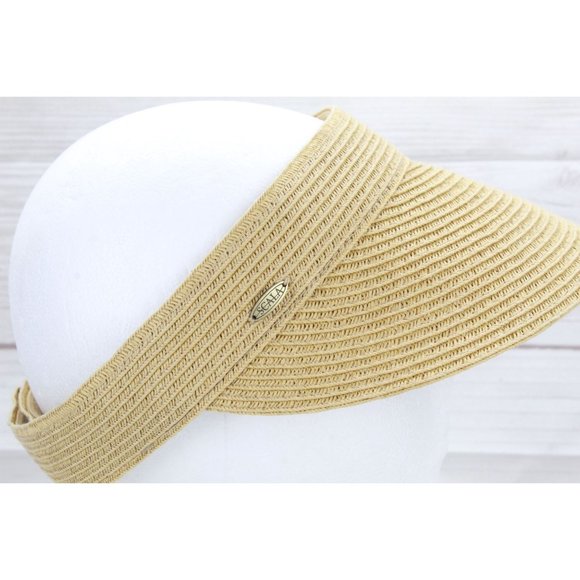 Scala Collezione Viviana Straw Braid Soft Sewn Brim Sun Visor One Size - Picture 5 of 8